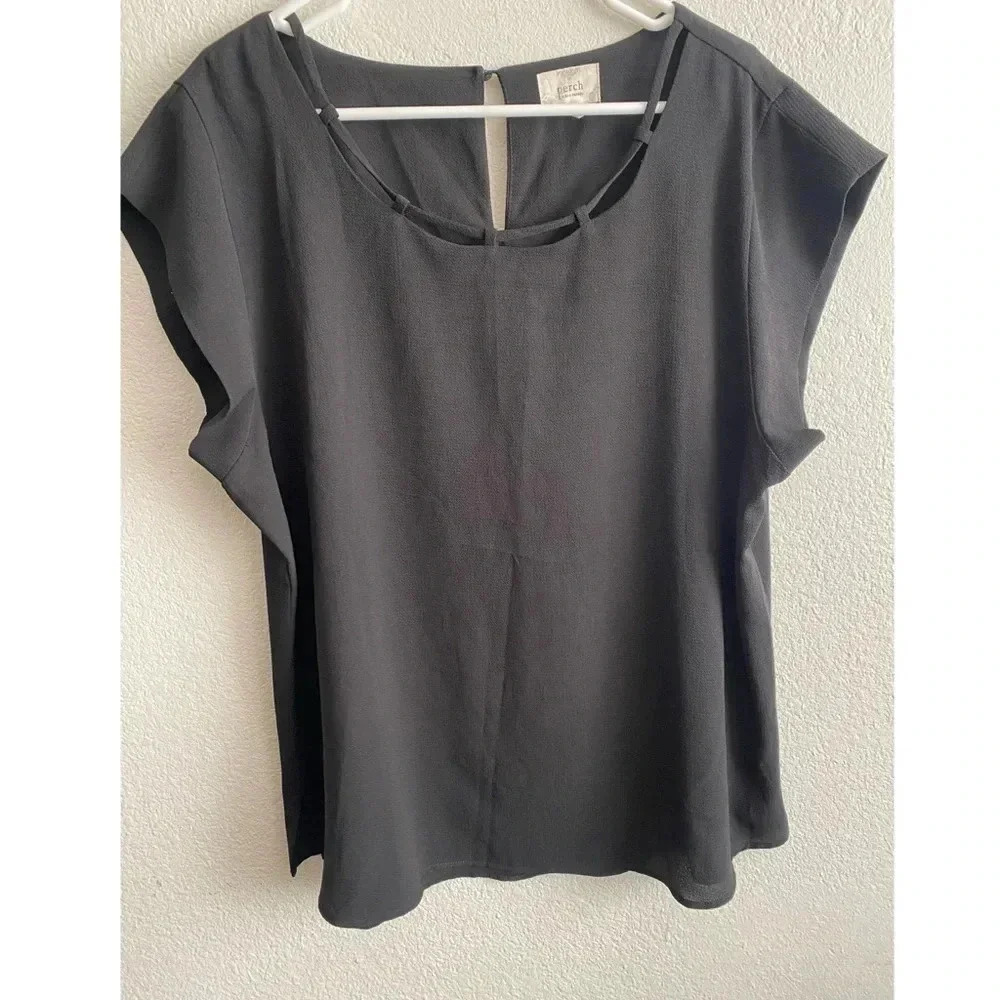 🌟Perch Preowned Black See Through Plus-size Blouse 3X